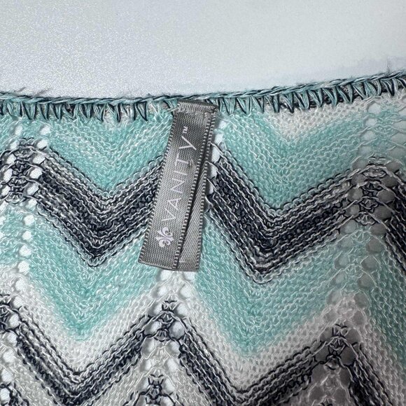 Vanity Chevron Fringe Hem Open Knit Cardigan – Size L Boho - Picture 5 of 8